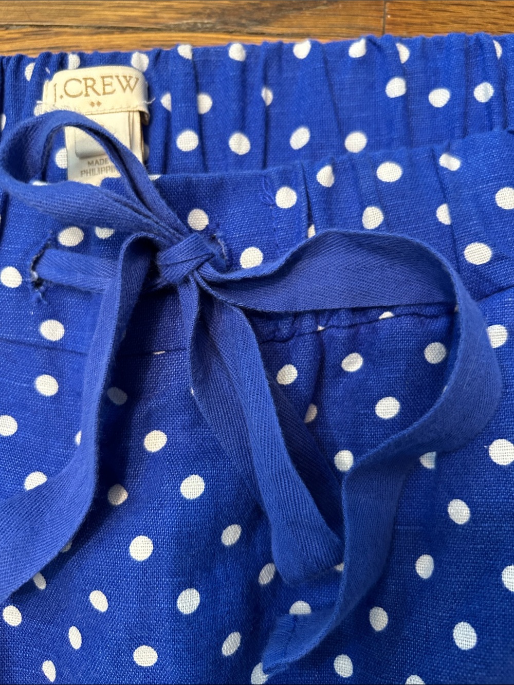 J. Crew Royal Blue Polka Dot Drawstring Mini Skirt - Picture 7 of 9